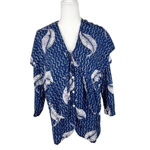 Nordstrom Active Sports Button Up Shirt Women Medium Quarter Sleeve Vintage Top